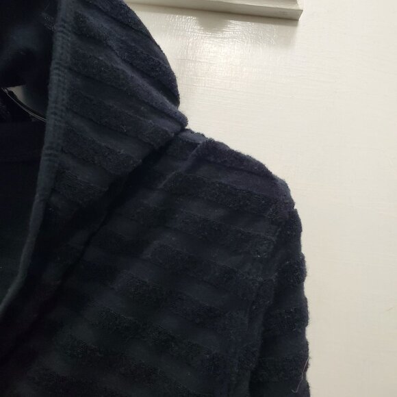 Hard Tail Forever Y2K Women's Black Terry Stripe Asymmetrical Hooded Cardigan M - Picture 2 of 9